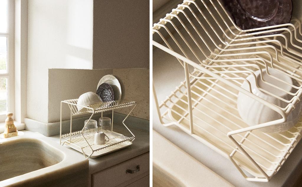 METAL DISH DRAINER WITH TRAY