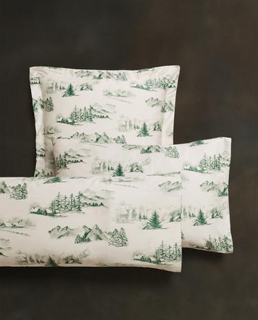 TOILE DE JOUY CHRISTMAS SATEEN PILLOWCASE