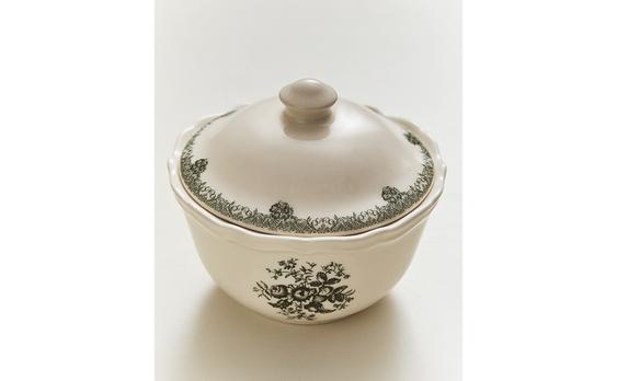 FLORAL EARTHENWARE SUGAR BOWL