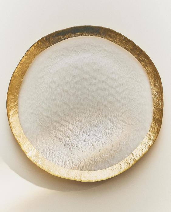 GLASS SERVICE PLATE WITH RIM