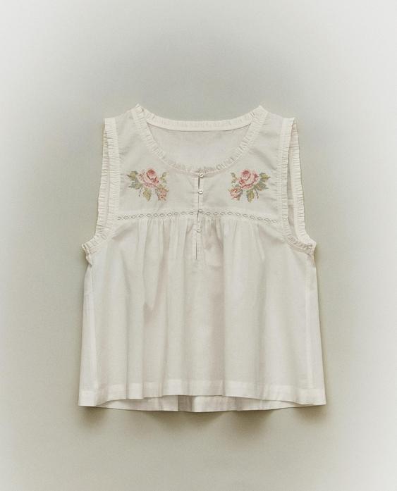 TOP WITH FLORAL EMBROIDERY