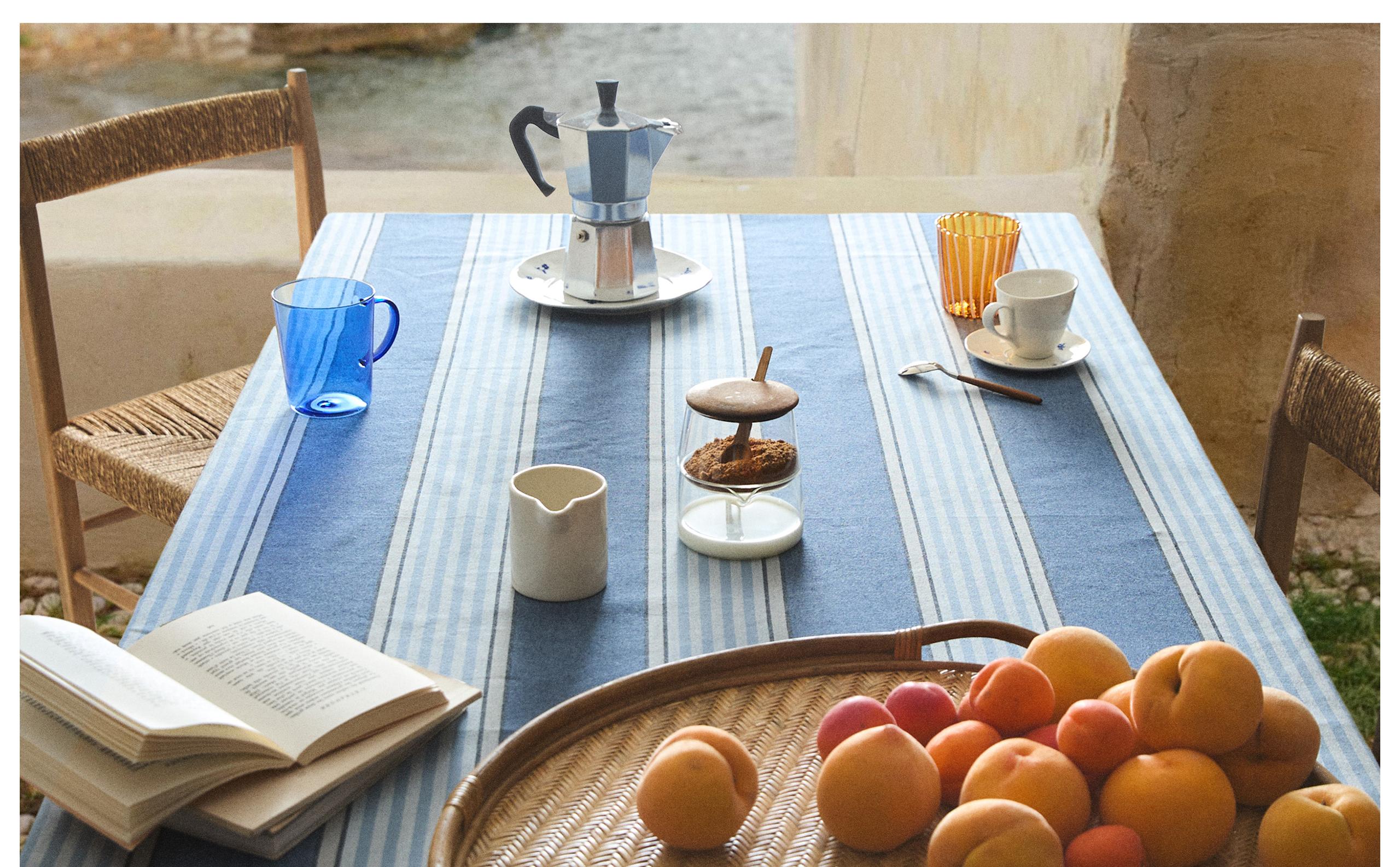 DYED THREAD STRIPED TABLECLOTH