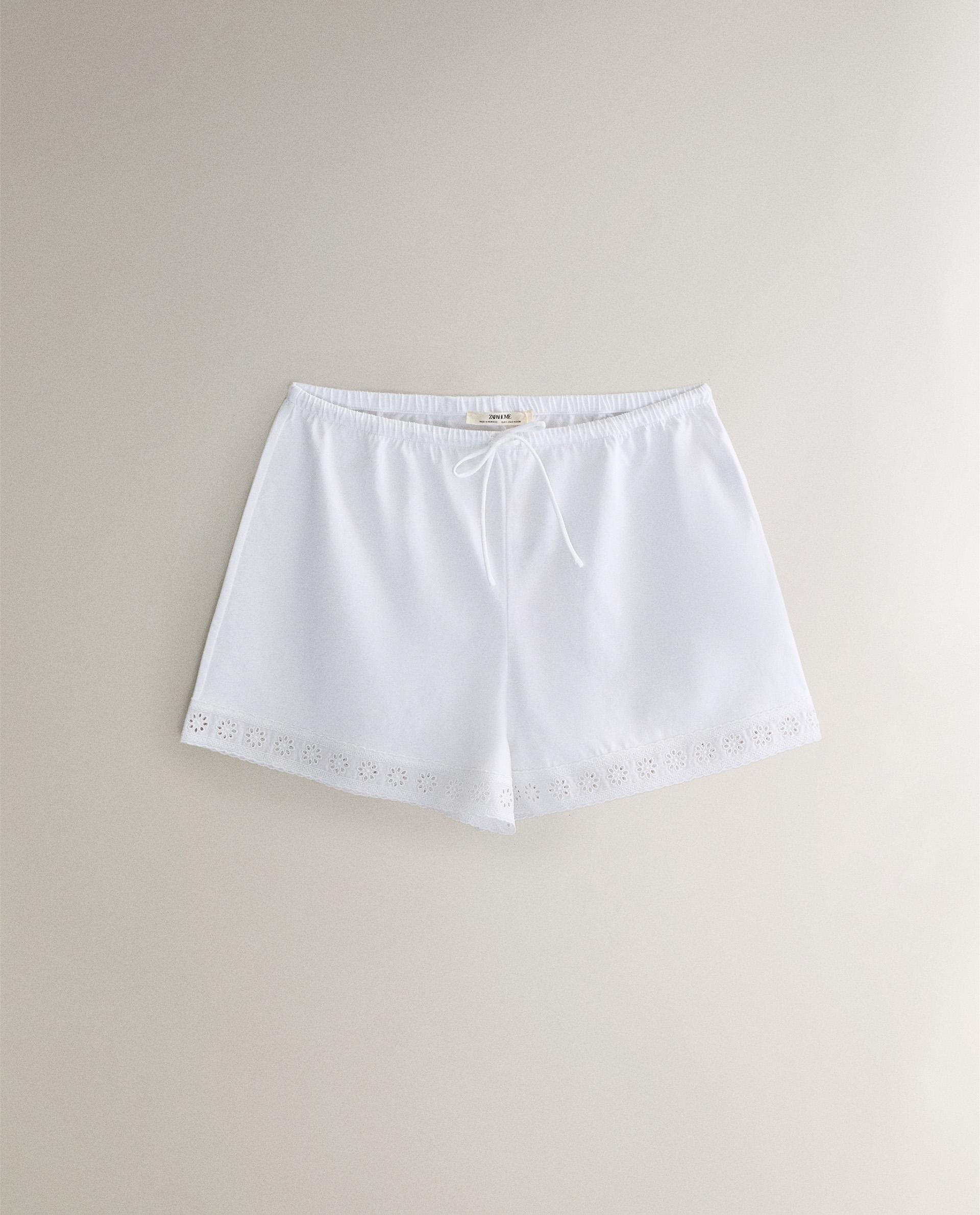 【OPEN YY】 LACE UP COTTON SHORTS BEIGE Embroidered shorts from Newbie Woman | Light beige | Kids