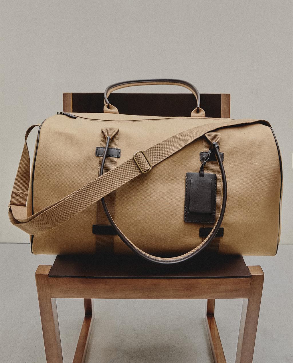 COTTON AND LEATHER TRAVEL BAG COTTON AND LEATHER TRAVEL BAG