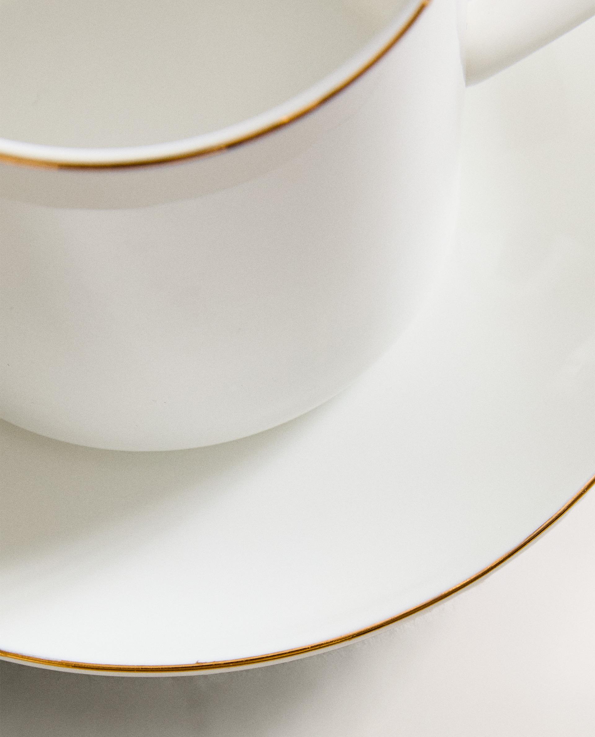 GOLD BONE CHINA COFFEE CUP AND SAUCER