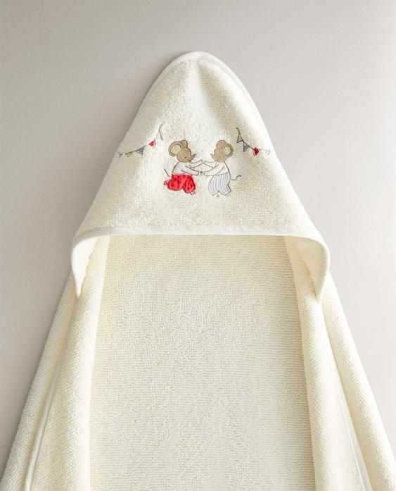TOALLA BAÑO INFANTIL CAPUCHA RATONCITOS