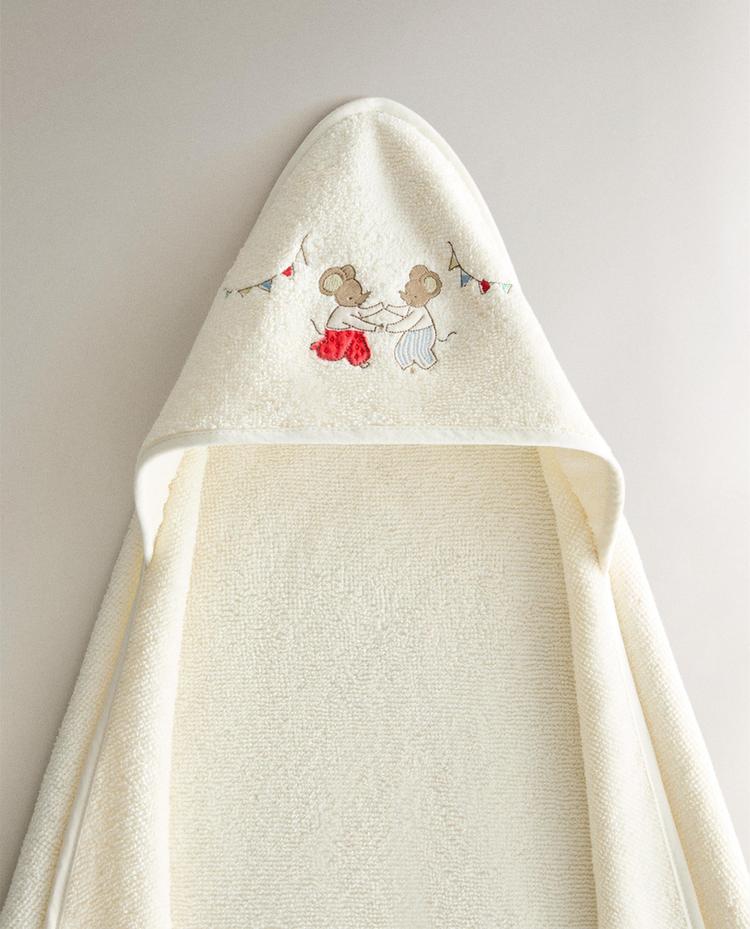 TOALLA BAÑO INFANTIL CAPUCHA RATONCITOS