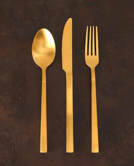 طقم 3 قطع أدوات تناول الطعام فولاذ ذهبي طقم 3 قطع أدوات تناول الطعام فولاذ ذهبي