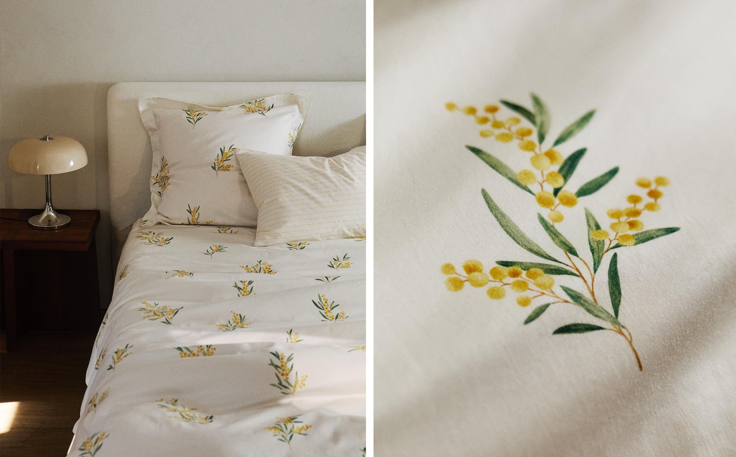 ZARA ミモザ柄デュペカバー&ピローケース MIMOSA SATEEN DUVET COVER | Zara Home United States of America