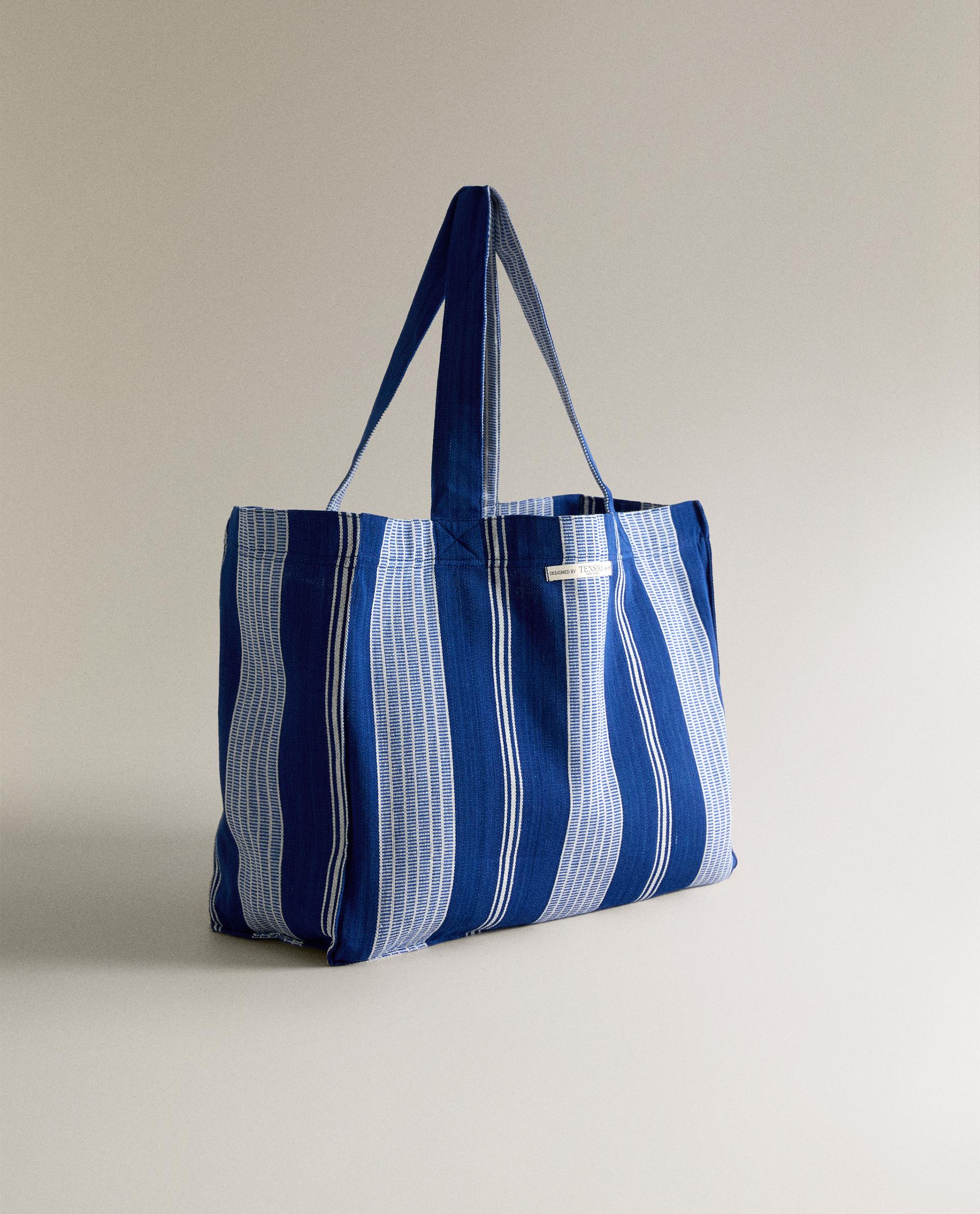 STRIPED COTTON TOTE BAG X TENSIRA