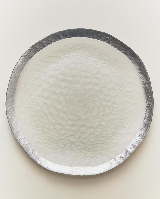 GLASS SERVICE PLATE WITH RIM