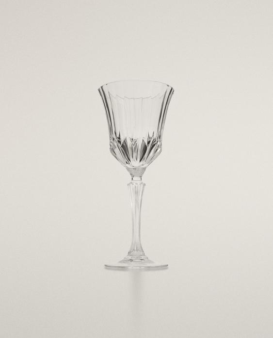 כוס יין קריסטלין עם אפקט פיתוחים