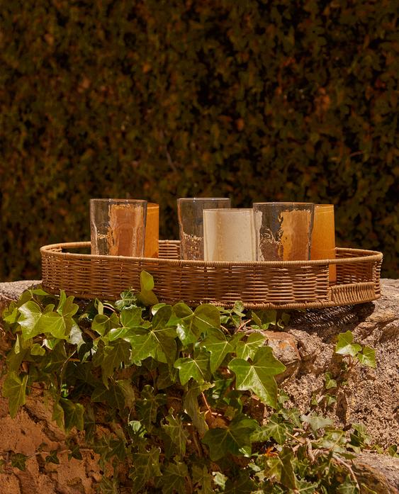 OVAL RATTAN TRAY WITH HANDLES