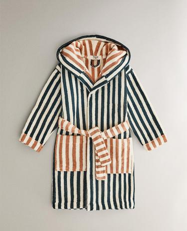 KIDS' REVERSIBLE STRIPED BATHROBE