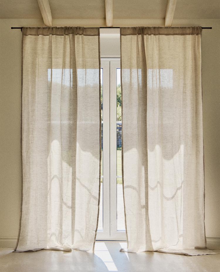 DOUBLE WIDTH LINEN CURTAIN WITH MEDIUM OPACITY