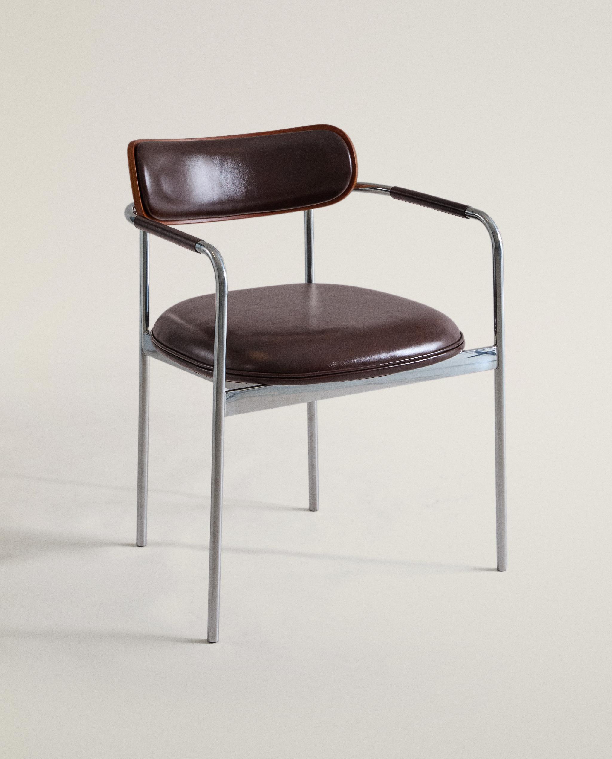 CHAISE CUIR ET ACIER INOXYDABLE — Zara Home
