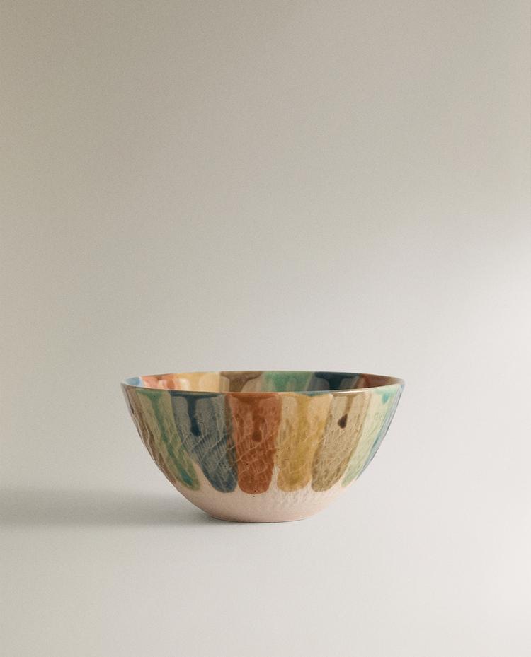 STONEWARE BOWL WITH CONTRAST LINES