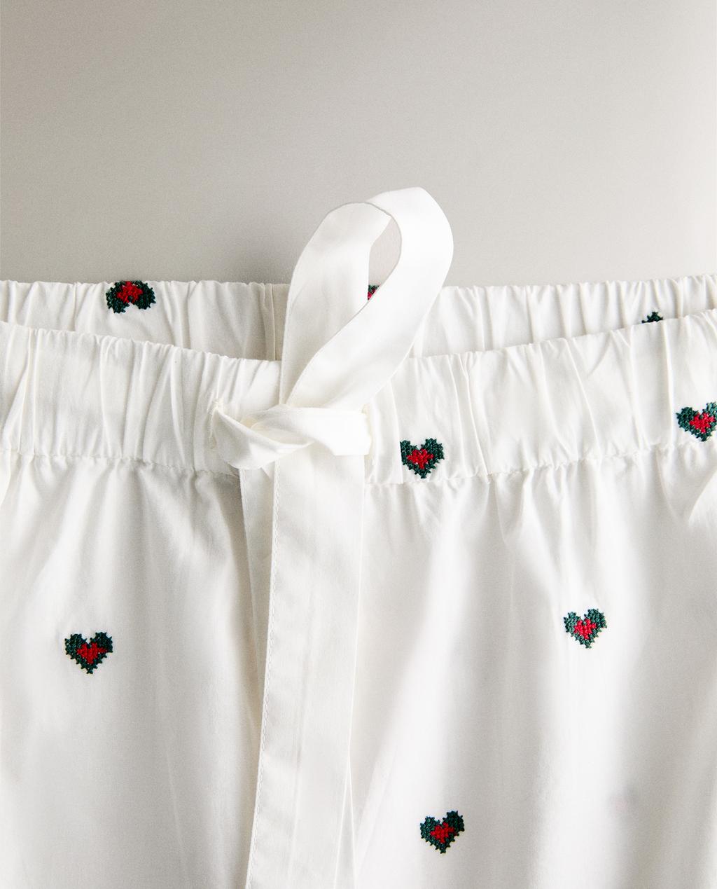 COTTON CHRISTMAS PYJAMA BOTTOMS WITH HEARTS