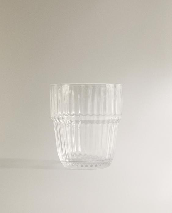 كوب زجاج بتصميم بارز كوب زجاج بتصميم بارز