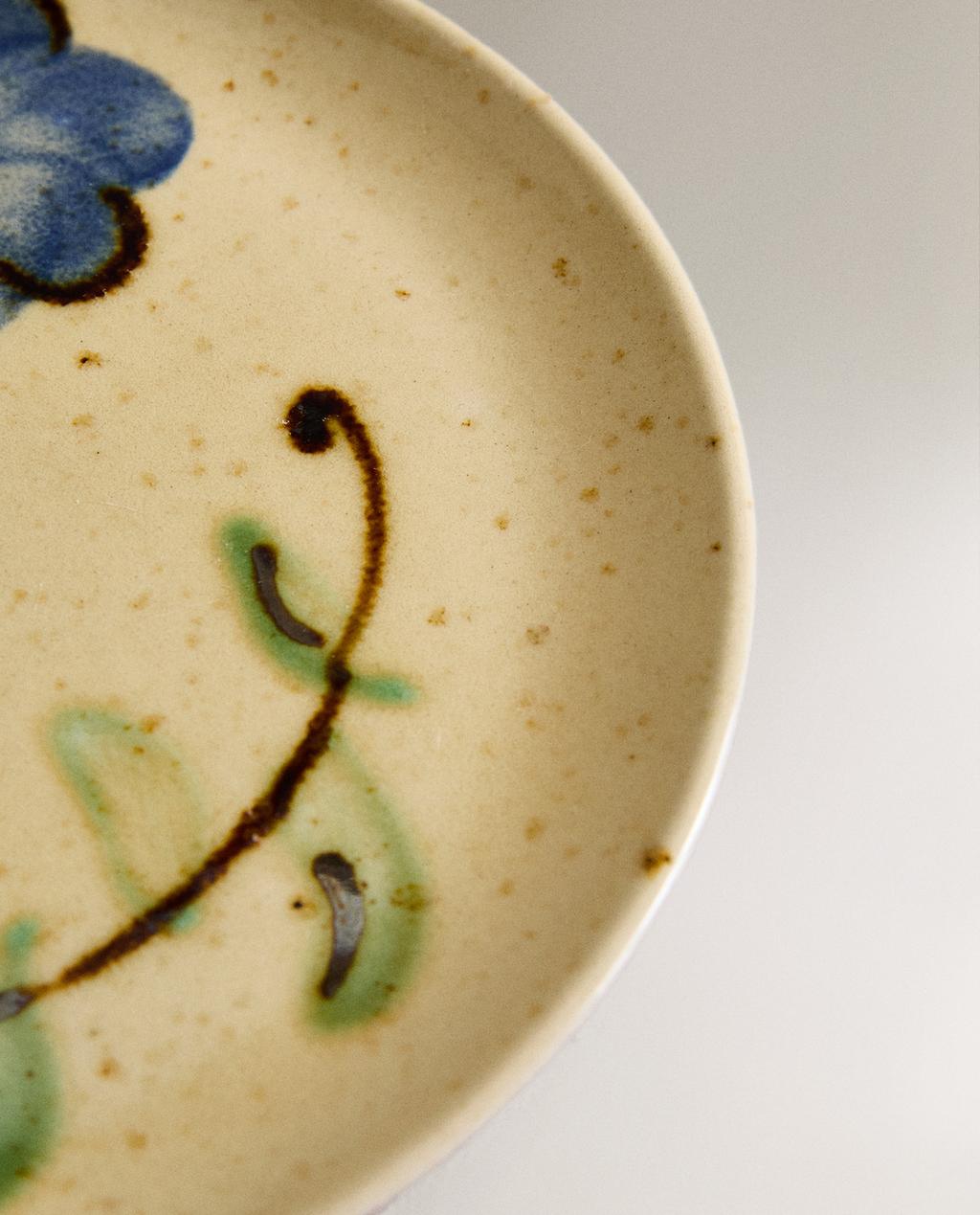 FLORAL EARTHENWARE DESSERT PLATE