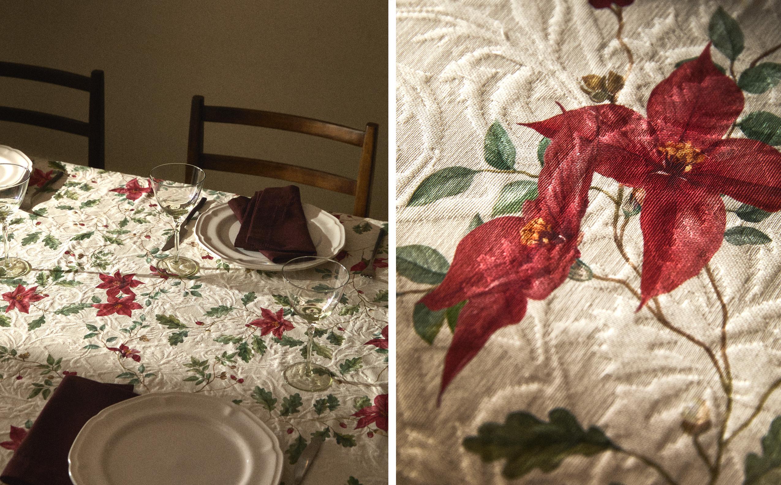 クリスマス花柄ジャカードコットンテーブルクロス | Zara Home 日本/Japan