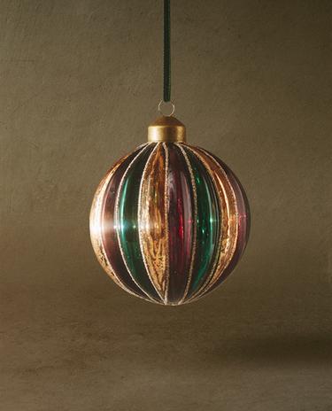 GLASS SPIRAL CHRISTMAS TREE BAUBLE