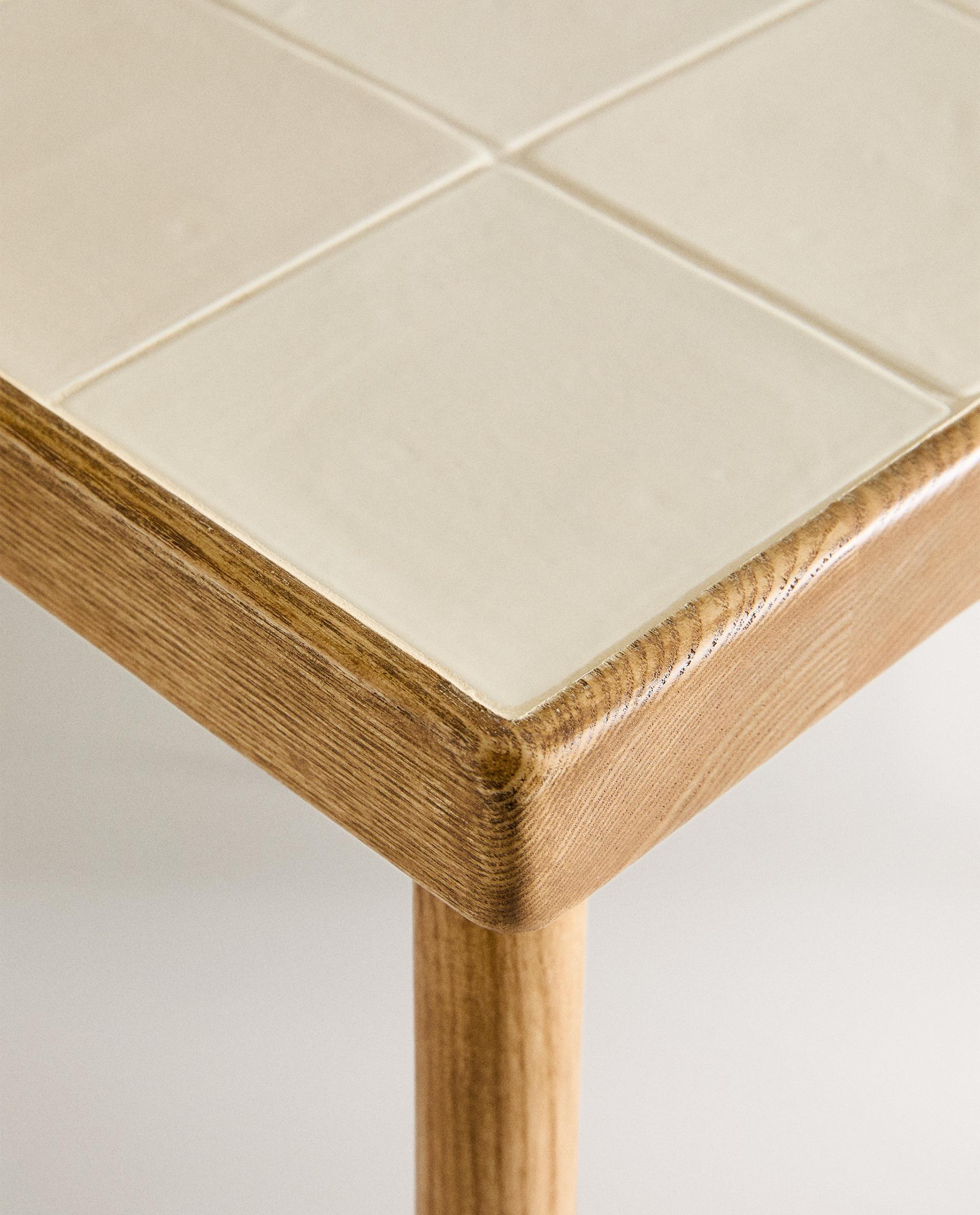 WOOD AND TILE STOOL