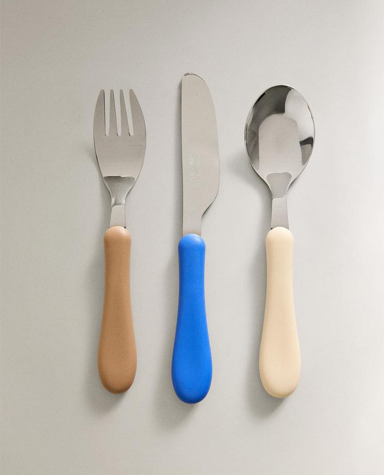KIDS' CUTLERY SET WITH SILICONE HANDLE