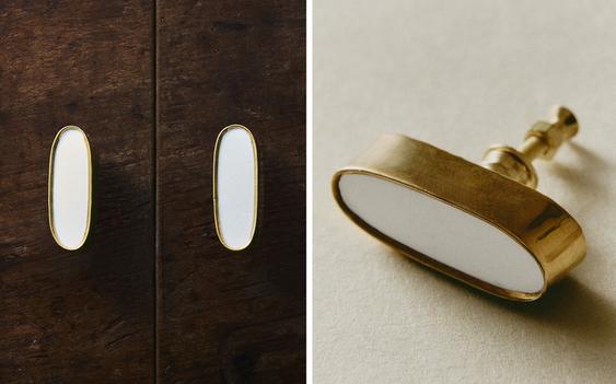 LOT DE BOUTONS MEUBLE OVALES EN MARBRE (LOT DE 2) LOT DE BOUTONS MEUBLE OVALES EN MARBRE (LOT DE 2)