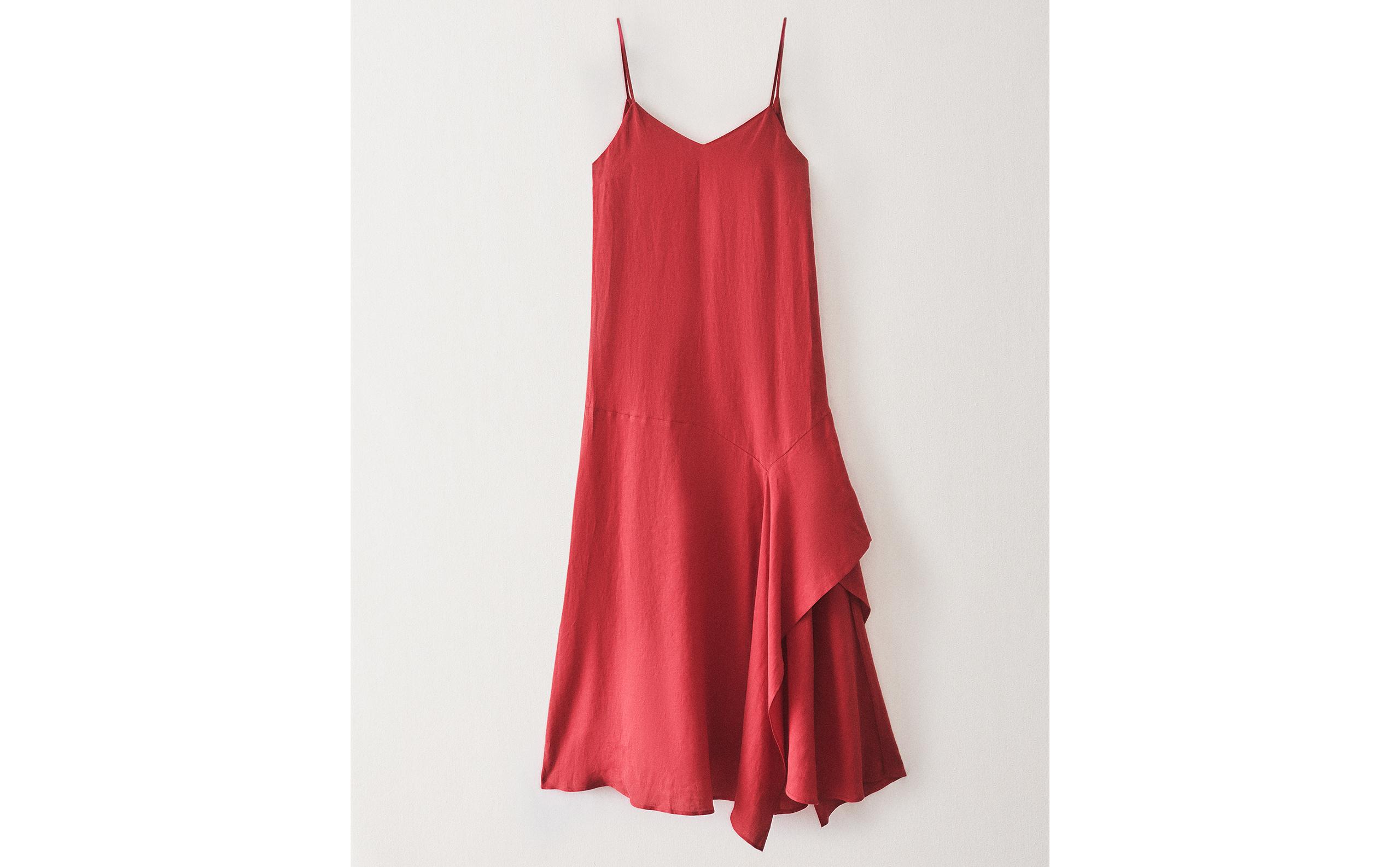 Zara Home Asymmetric Linen Beach Dress Red Zara Home Asymmetric Linen Beach Dress Red