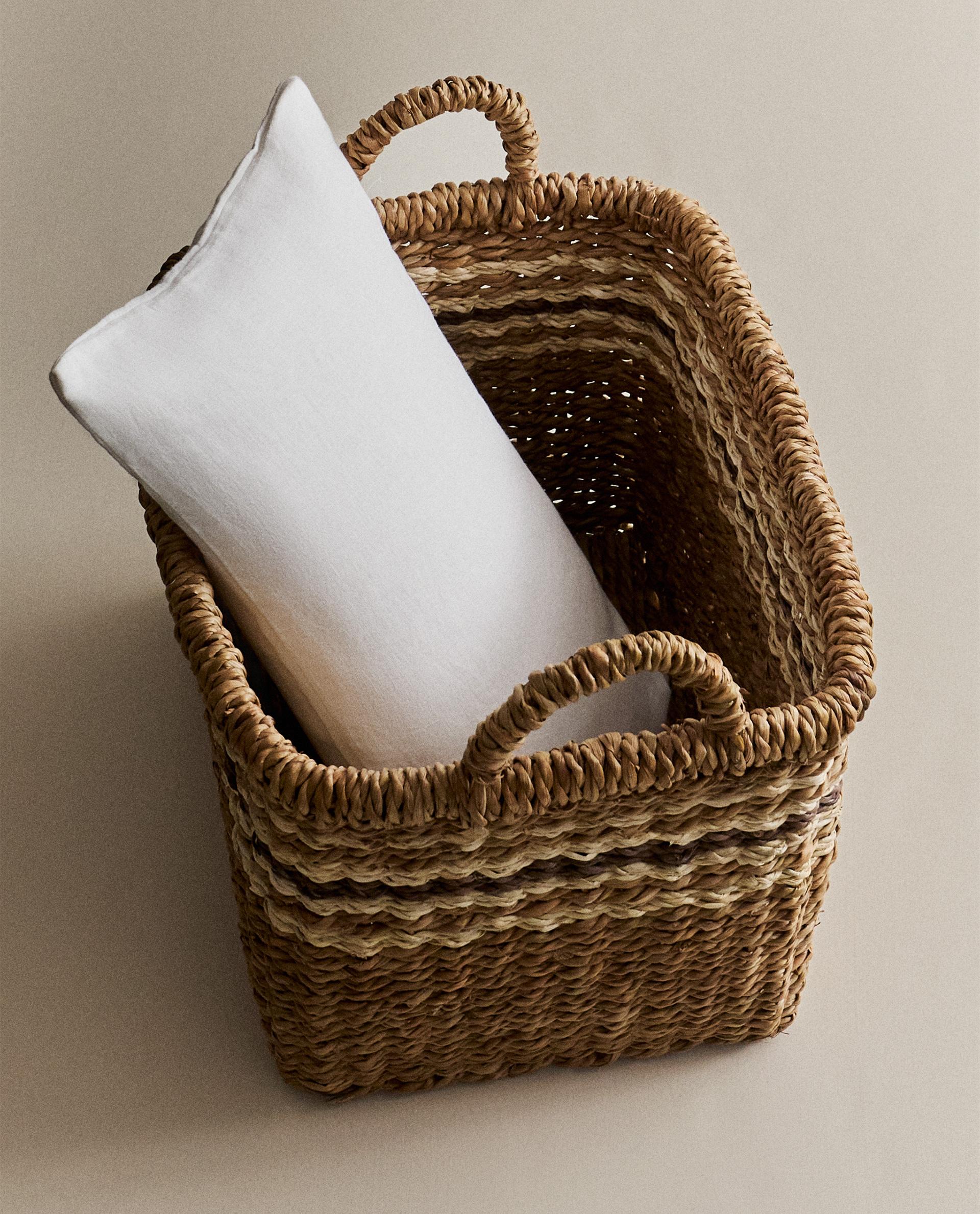 12/13 17:00受け取り最終！【美品】ZARA バスケット ZARA HOME】収納ボックス 長方形バスケット Mサイズ (ZARA HOME/棚