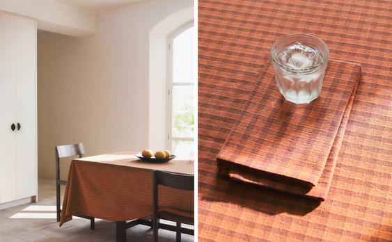 CHECKED TABLECLOTH WITH TOPSTITCHING