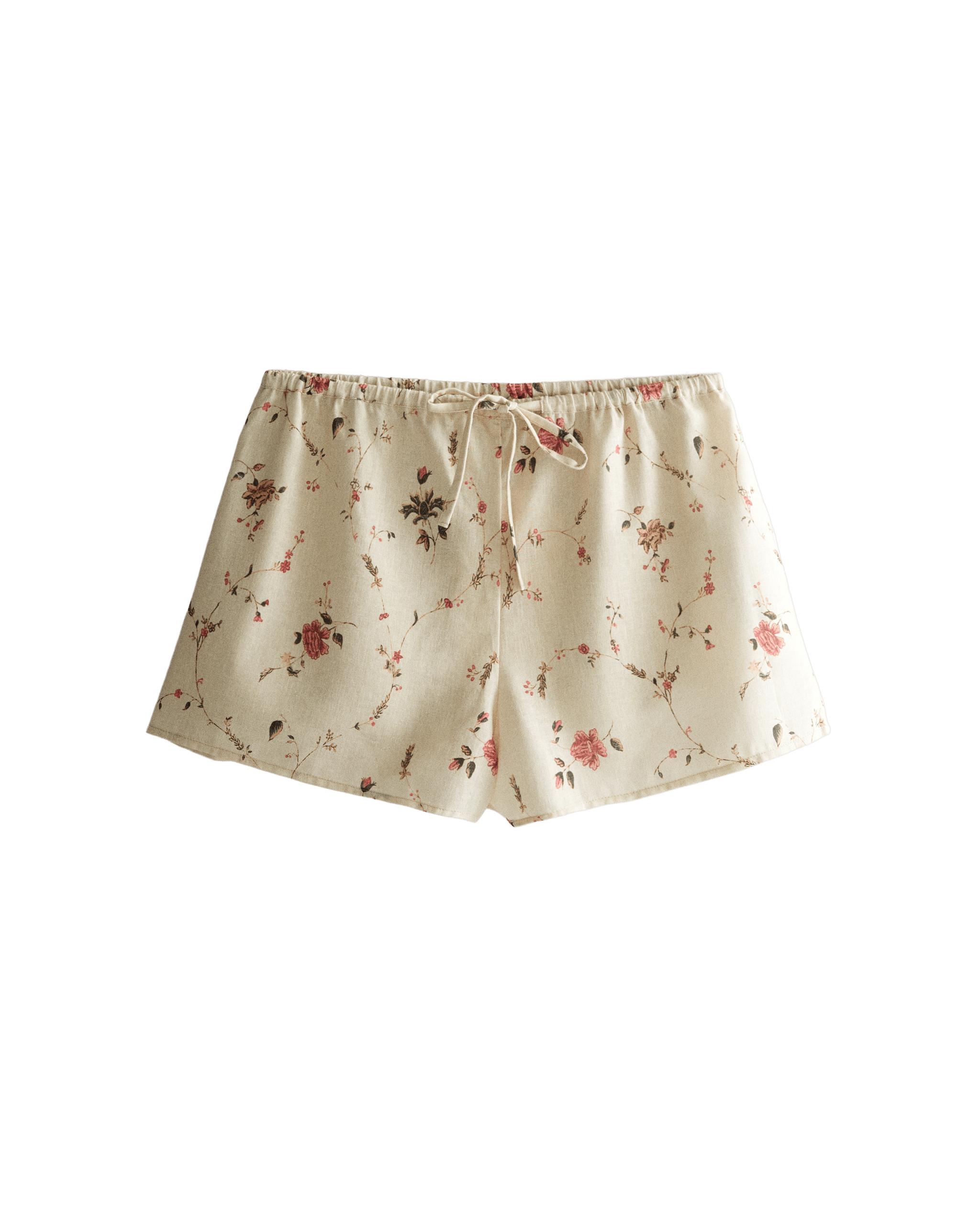 FLORAL COTTON AND LINEN SHORTS | KATHARINE POLE product thumbnail 2