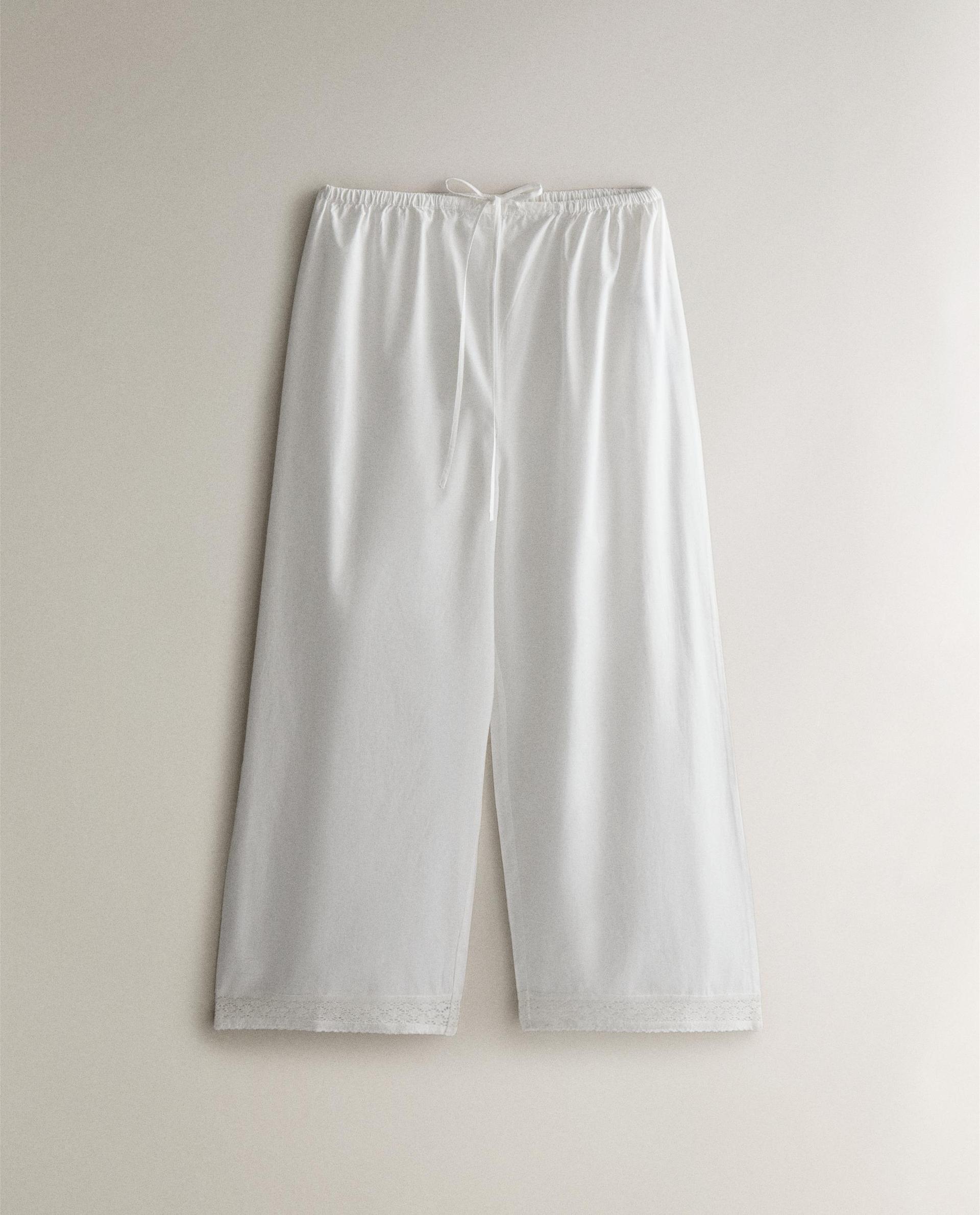 COTTON TROUSERS WITH LACE TRIM COTTON TROUSERS WITH LACE TRIM