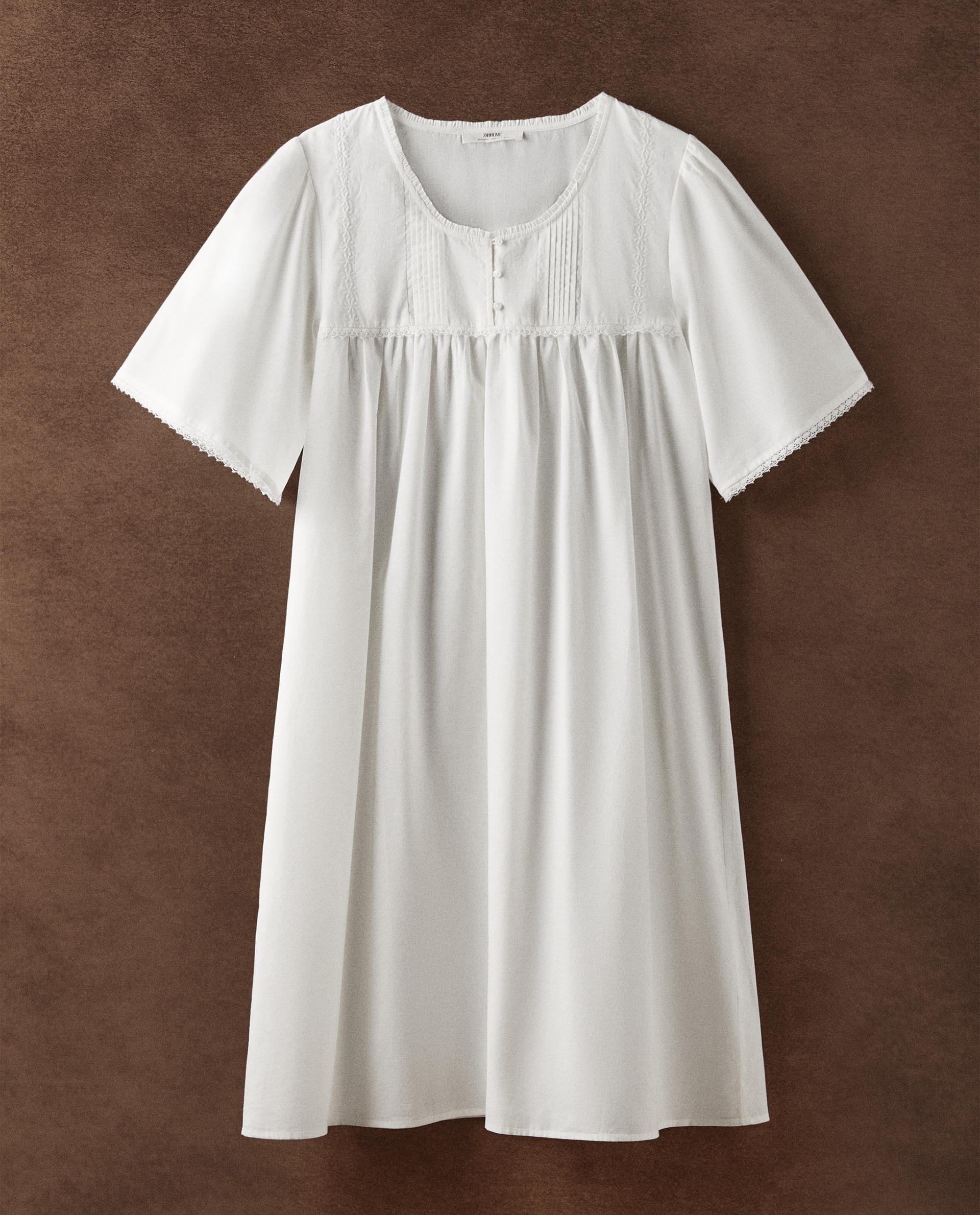 EMBROIDERED COTTON NIGHTDRESS Zara Home Ireland