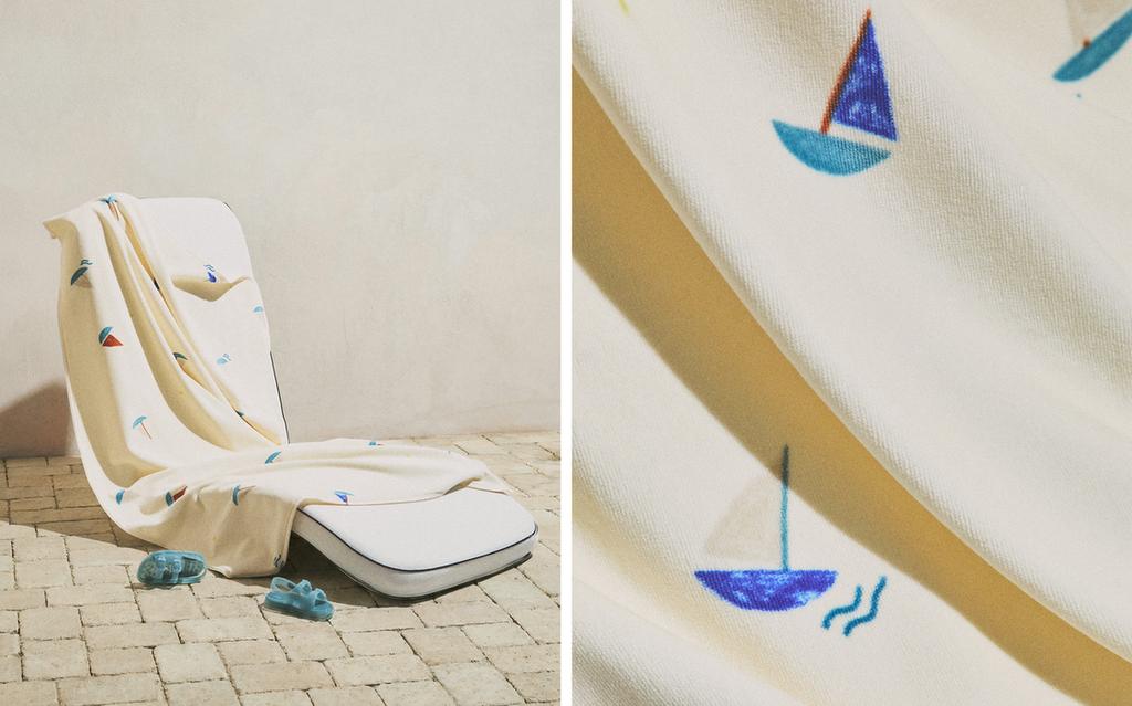 KIDS VELOUR SAILBOAT BEACH TOWEL