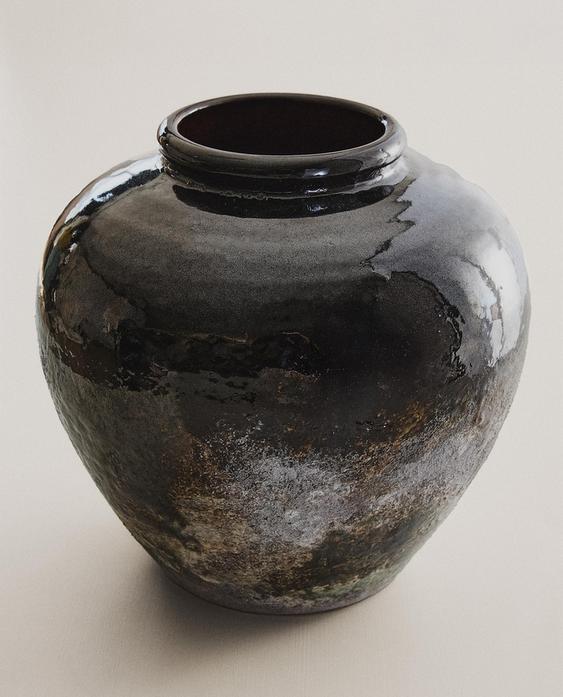 MEDIUM ENAMELLED STONEWARE VASE