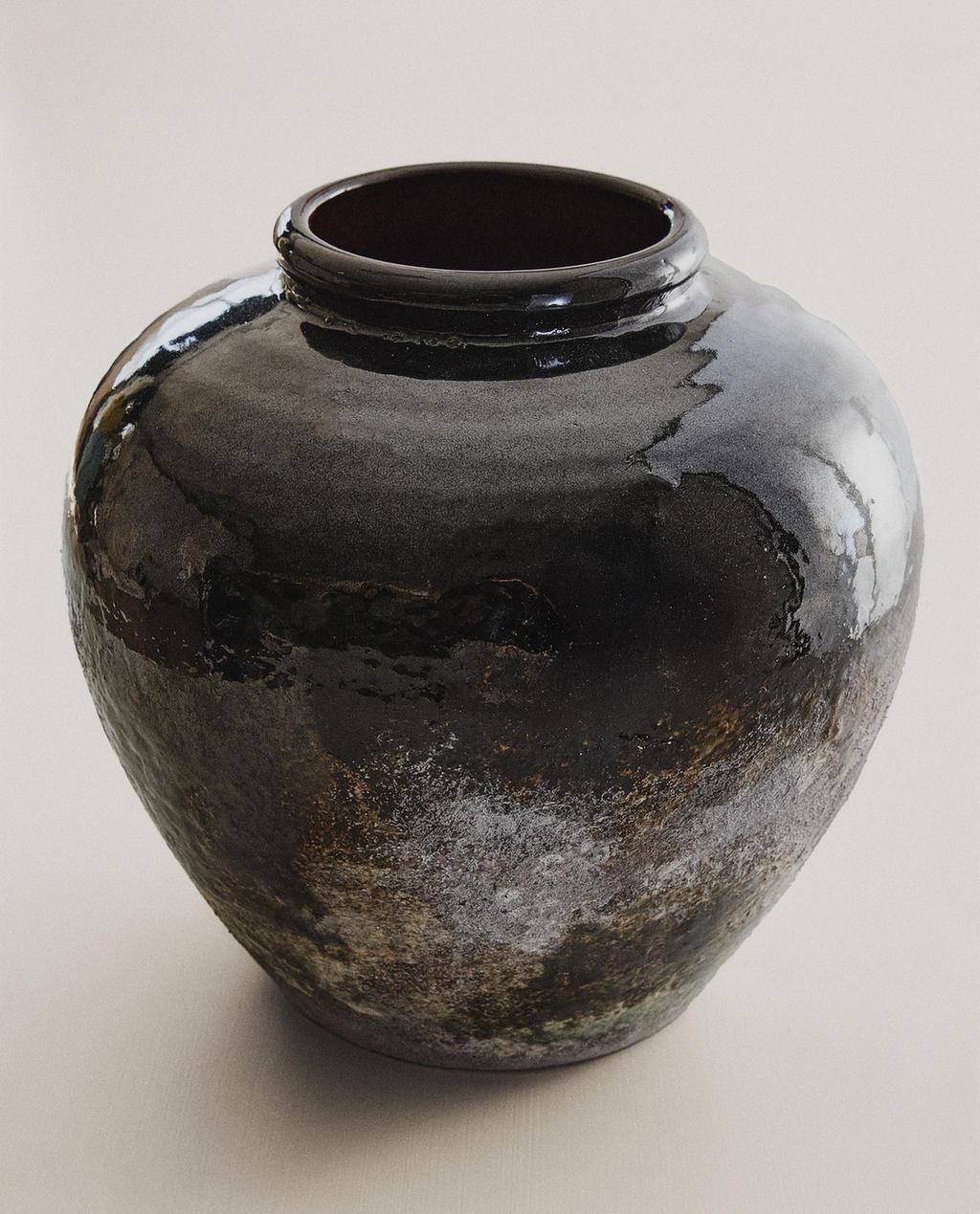 MEDIUM ENAMELLED STONEWARE VASE