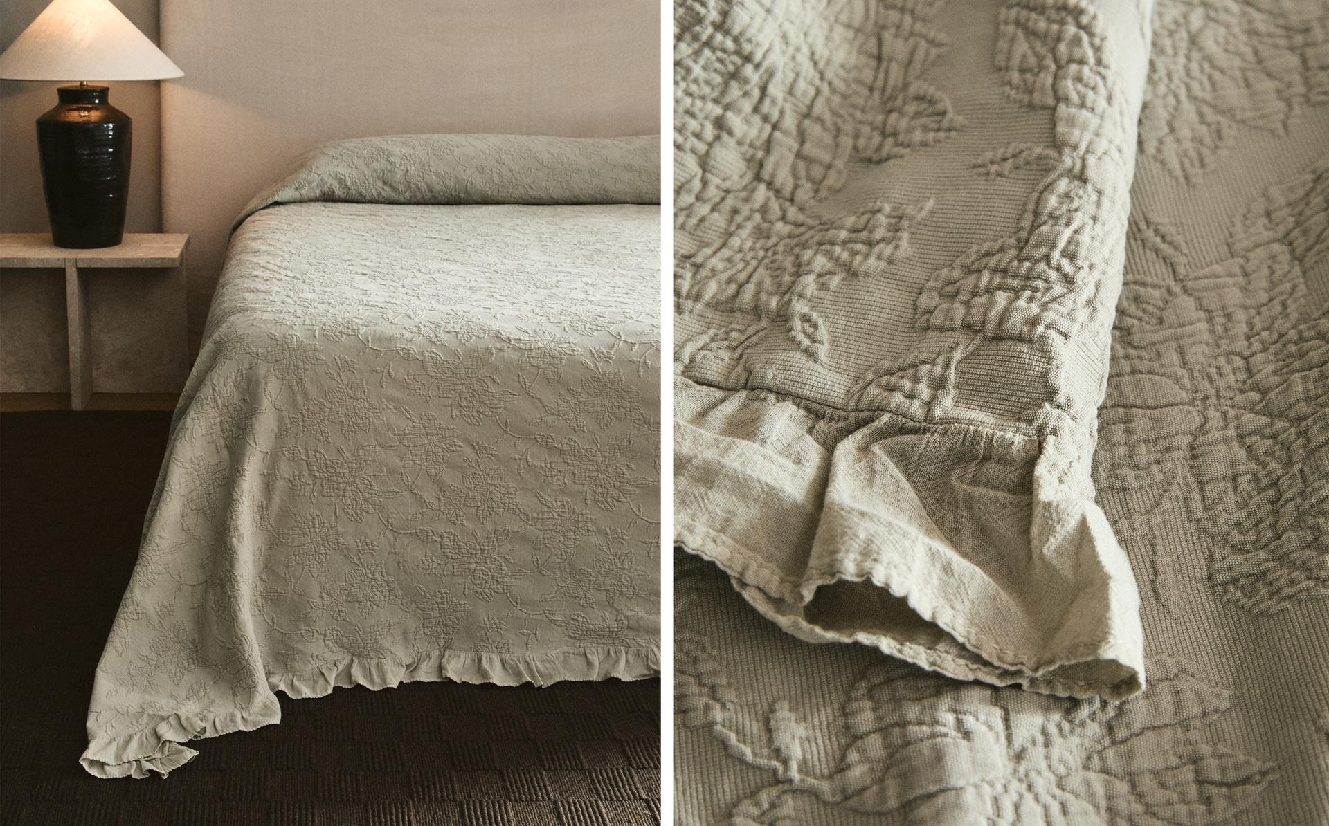 JACQUARD BEDSPREAD WITH RUFFLE TRIM JACQUARD BEDSPREAD WITH RUFFLE TRIM