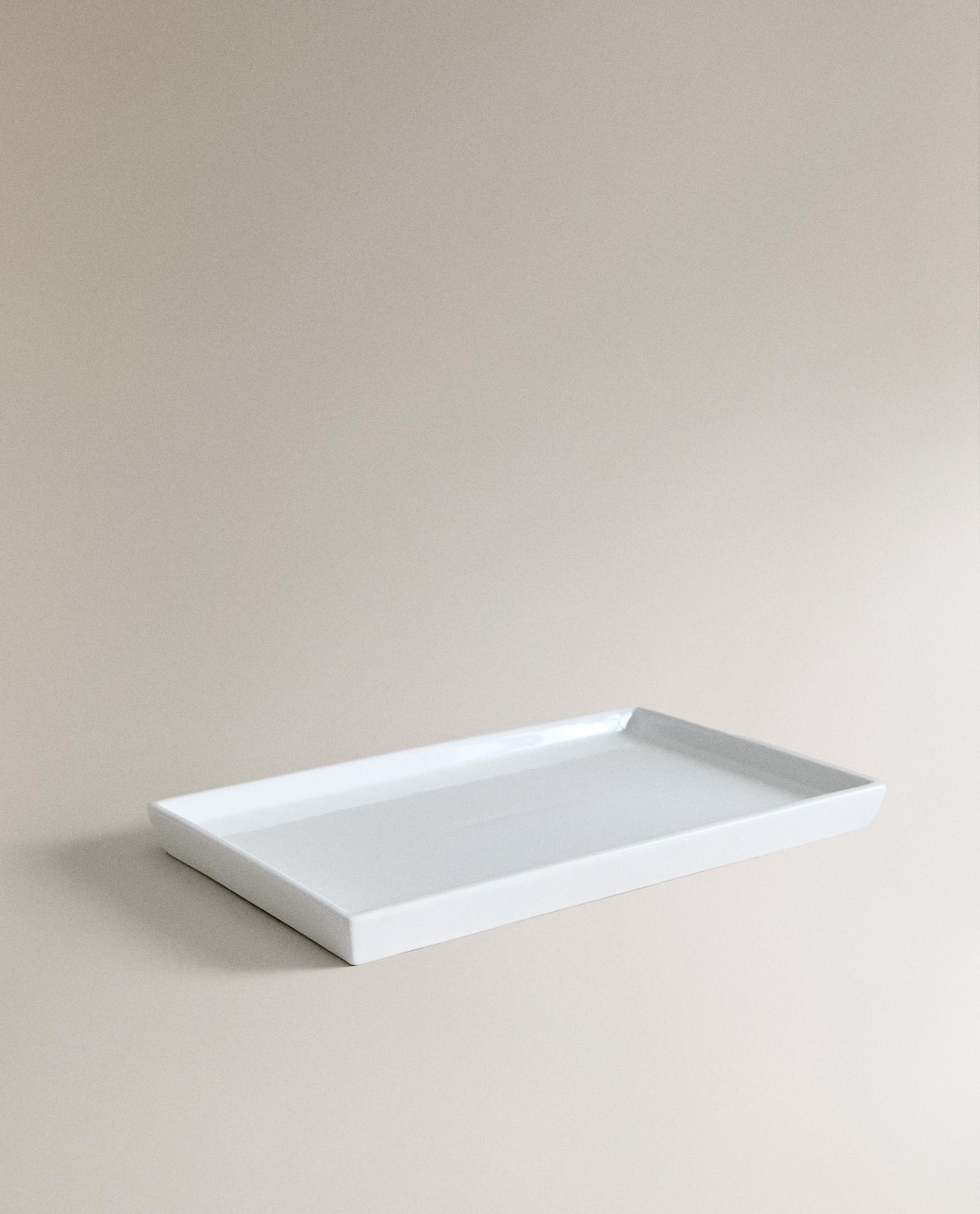 WHITE EARTHENWARE BATHROOM TRAY