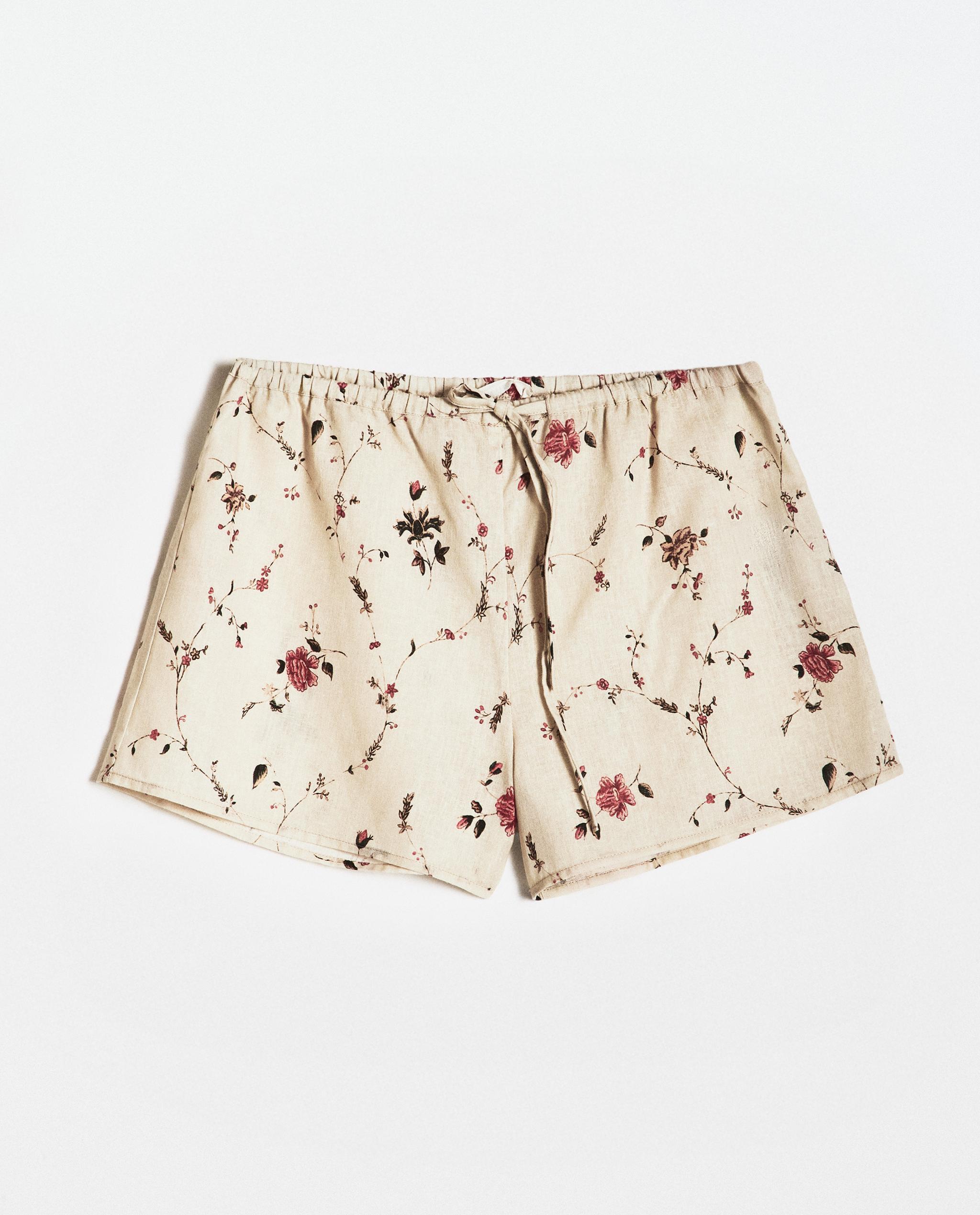 FLORAL COTTON AND LINEN SHORTS | KATHARINE POLE product thumbnail 8