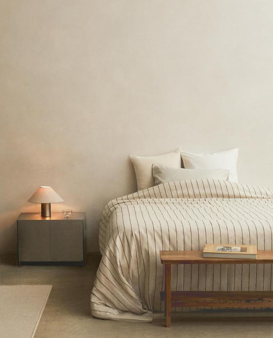 HOUSSE DE COUETTE COTON ET LIN RAYURES
