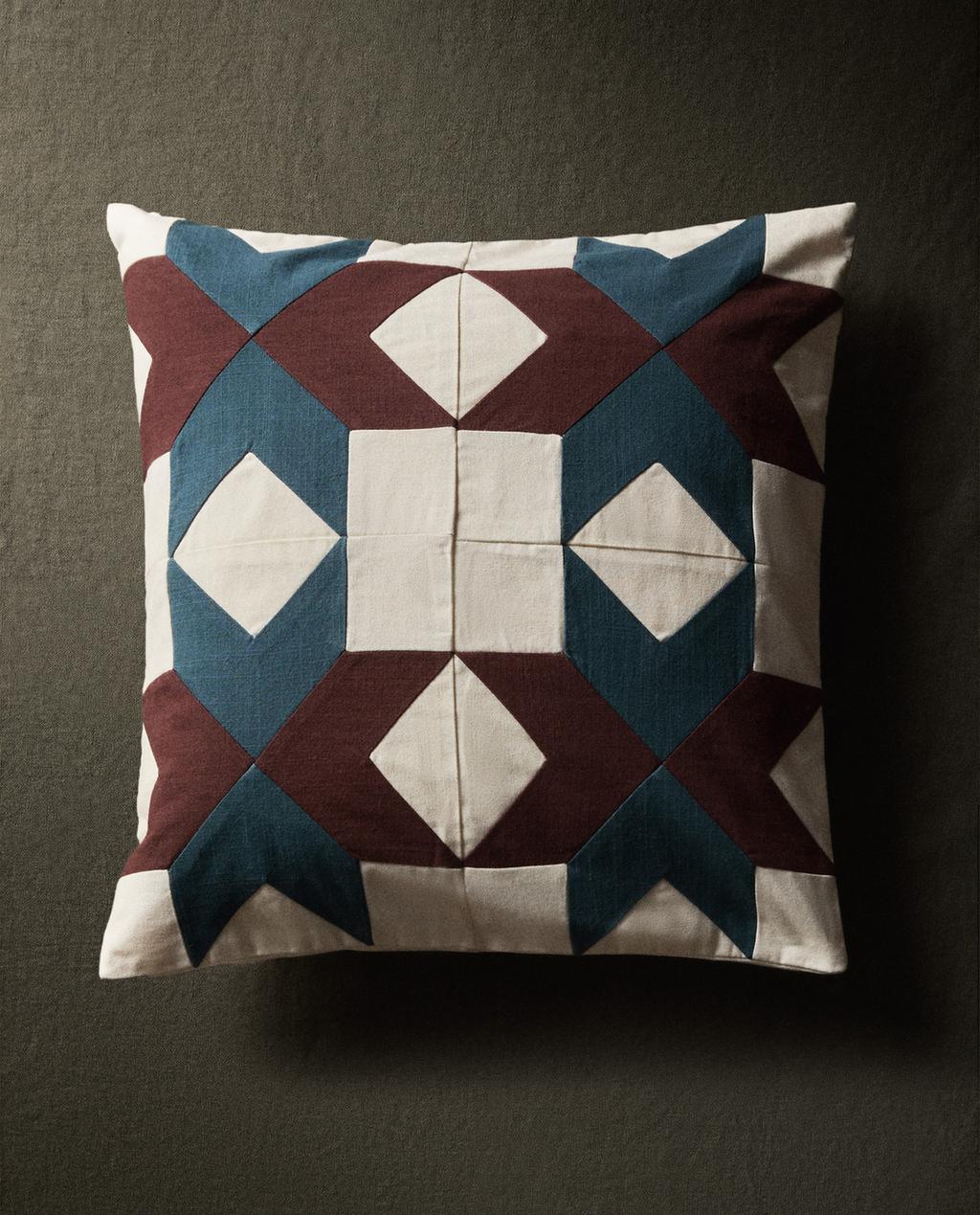 QUILTED PATCHWORK THROW PILLOW COVER