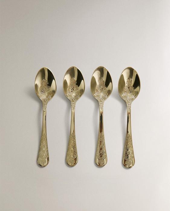 SET OF ENGRAVED DESSERT SPOONS (SET OF 4)