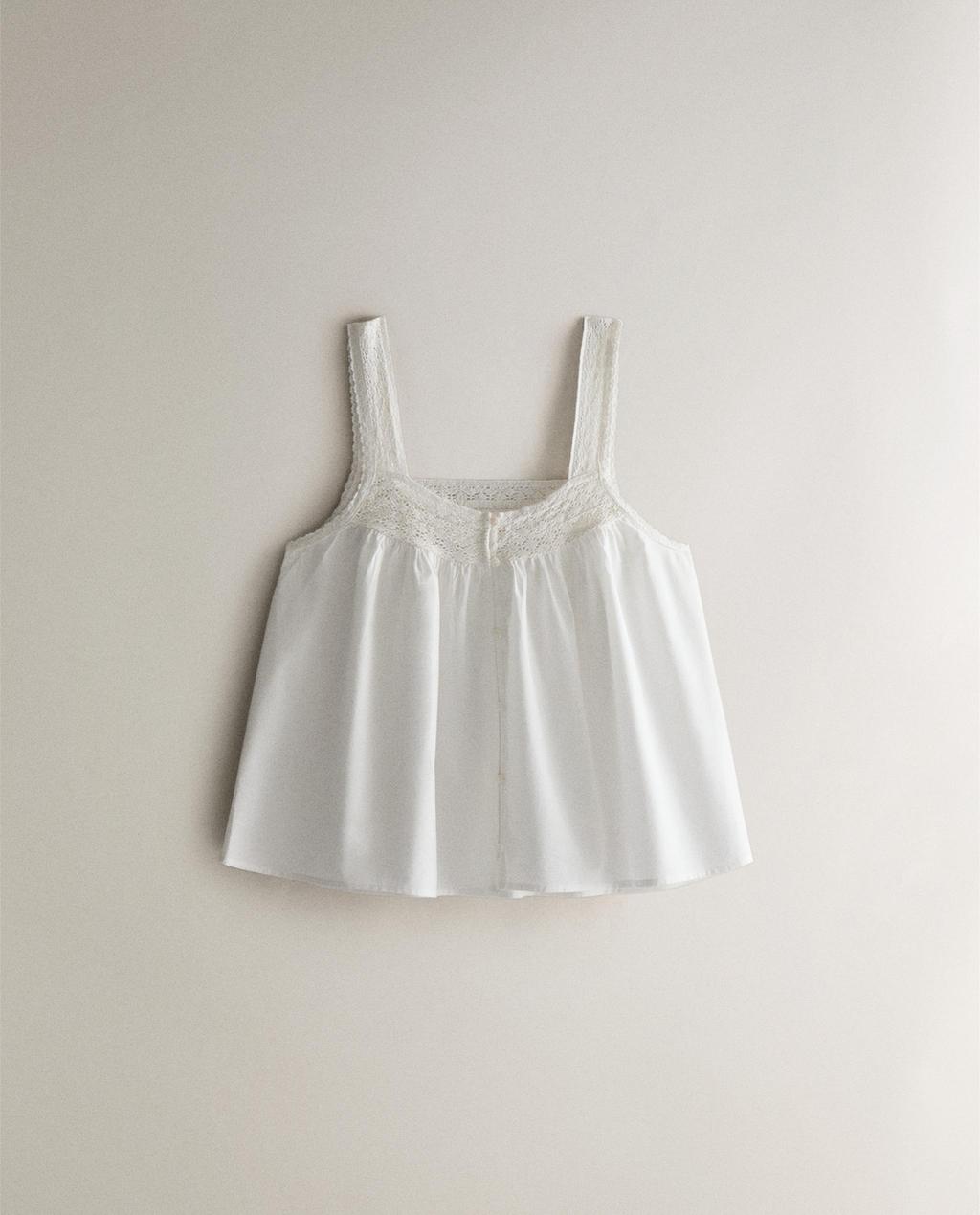 TOP COTONE PIZZO SPALLINE TOP COTONE PIZZO SPALLINE