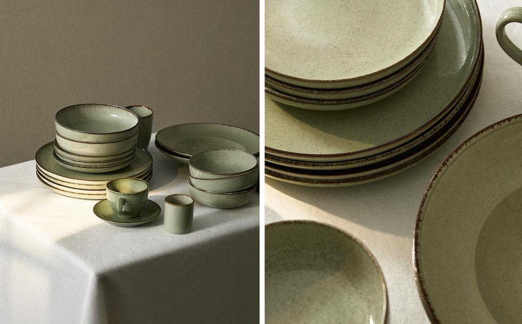 PORCELAIN TABLEWARE WITH ANTIQUE FINISH RIM