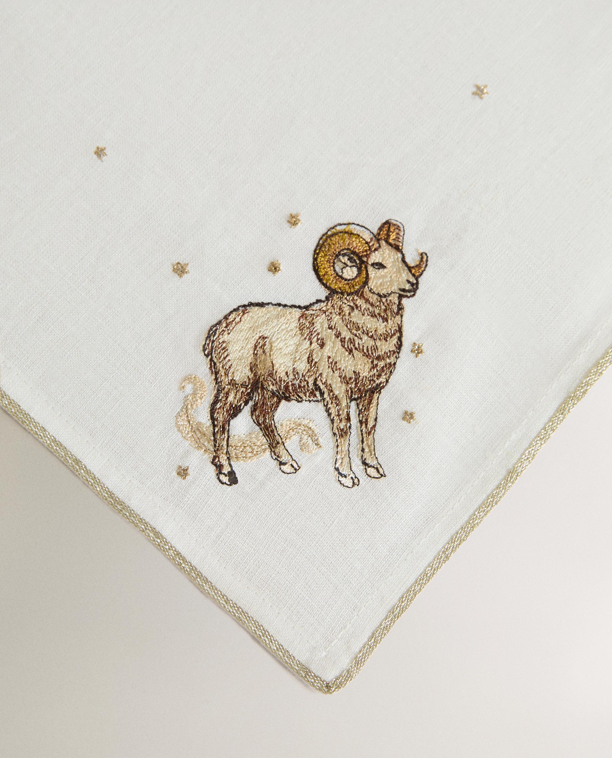 ARIES EMBROIDERED LINEN NAPKIN | MARISA BERENSON product thumbnail 6