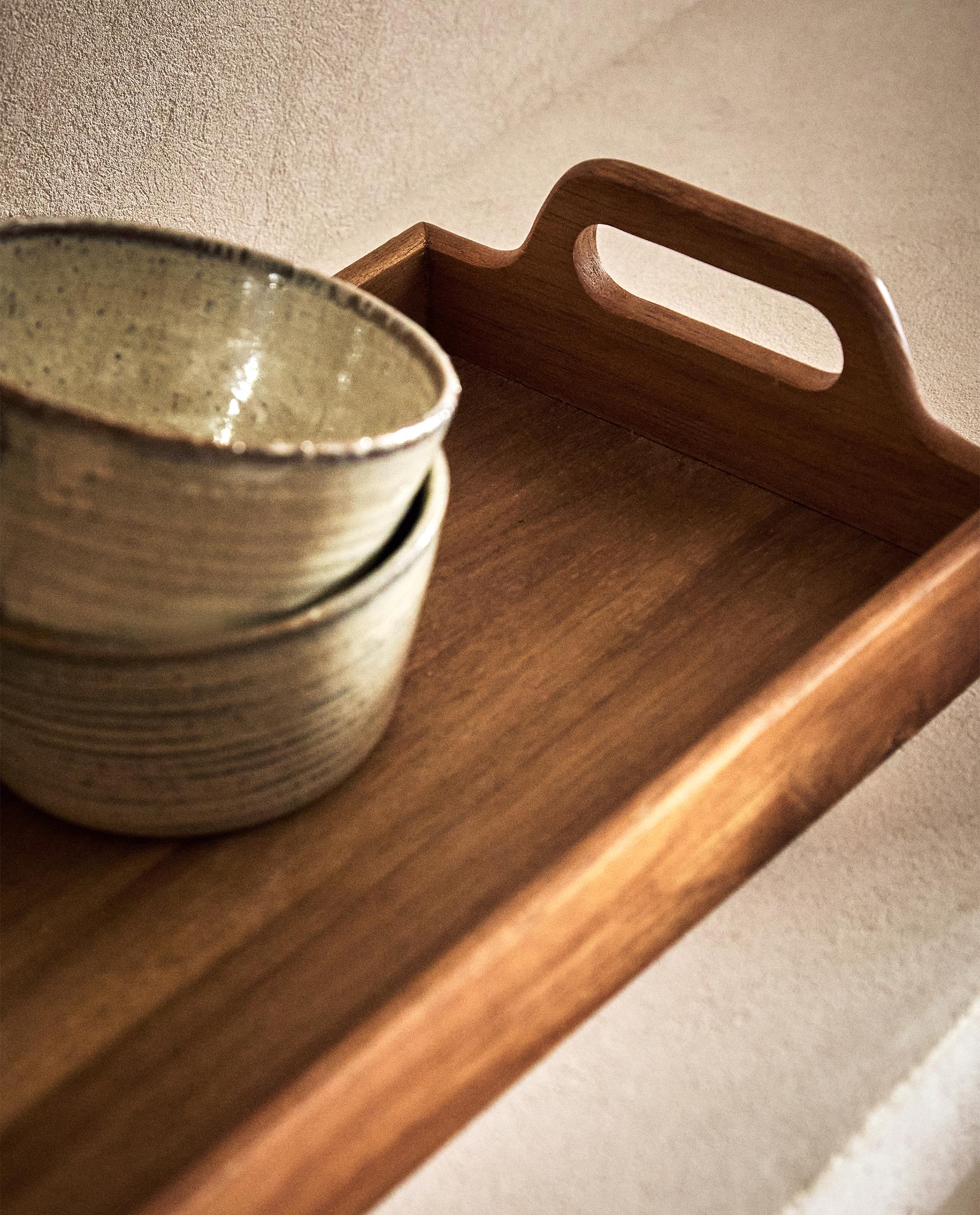 WOODEN TRAY WITH HANDLES | Zara Home United States of America