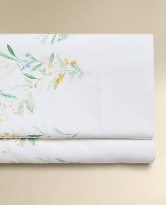 LEAF AND FLORAL PRINT SATEEN FLAT SHEET LEAF AND FLORAL PRINT SATEEN FLAT SHEET
