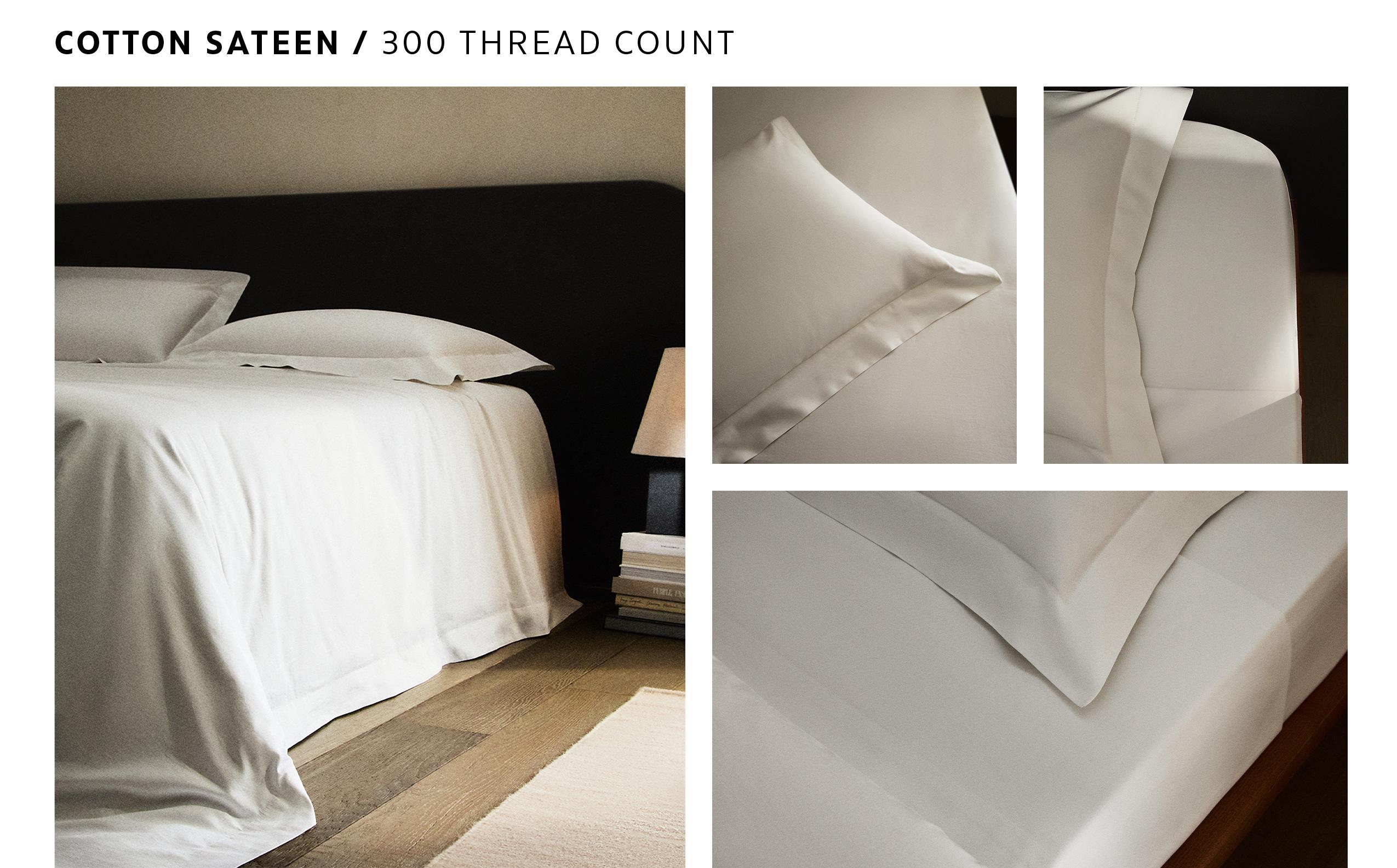 (300 THREAD COUNT) SET OF COARSE COTTON SATEEN SHEETS